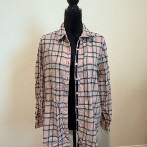 Johnny Was Pink and Blue Plaid Shirt